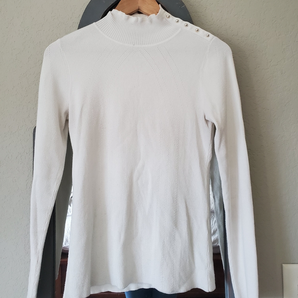 White mock neck sweater